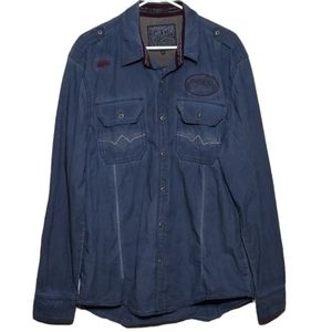 Affliction Men's Navy Button Down Shirt